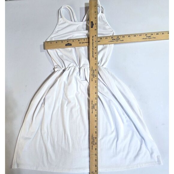 Besser Bay Girls White Criss-Cross‎ Sleeveless Summer Dress 12 Midi Fit & Flare - Picture 7 of 11